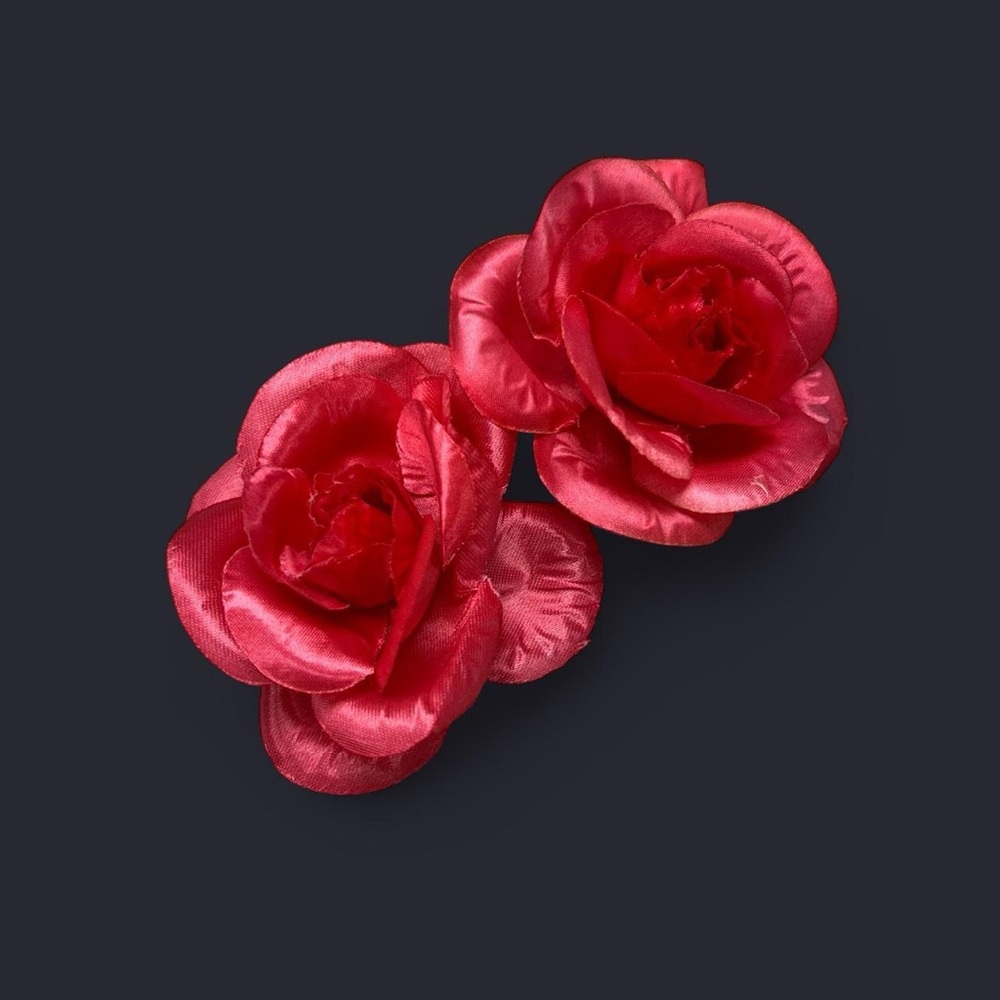 Elegant Pink Rose Hair Clips